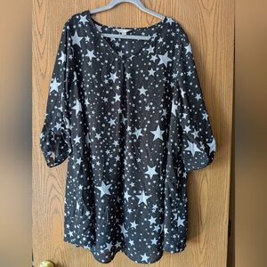 Decree Black Blouse With White Stars | 1X